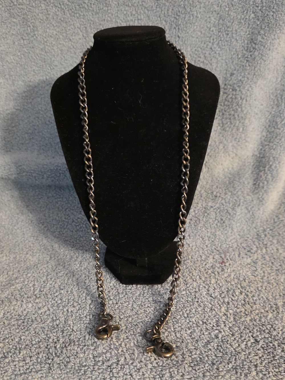 metal curb-link chain with swivel lobster claw clasps on End. Pocket Watch